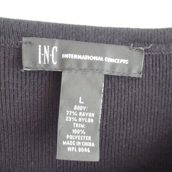 INC Women's Sz L Round Neck Guipure Lace Detail Sweater Long SLV, Stretch Black - Picture 9 of 11